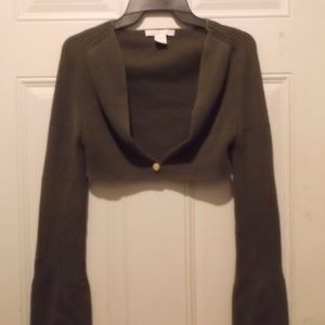 Forest Green, ultra crop, cardi * NWOT